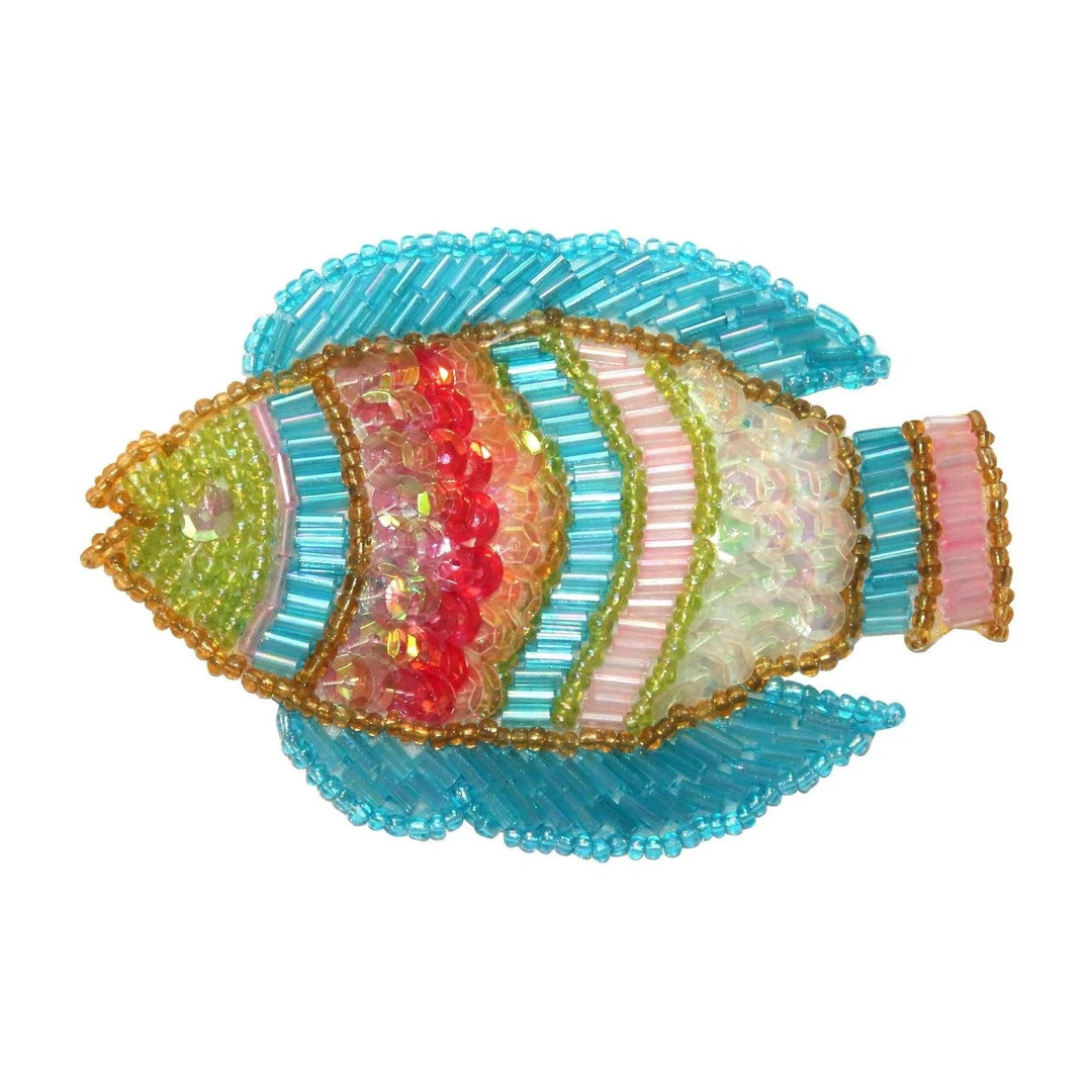 ID 8963 Striped Tropical Fish Patch Aquarium Ocean Sea Beaded Iron on Applique - Etsy | Etsy (US)