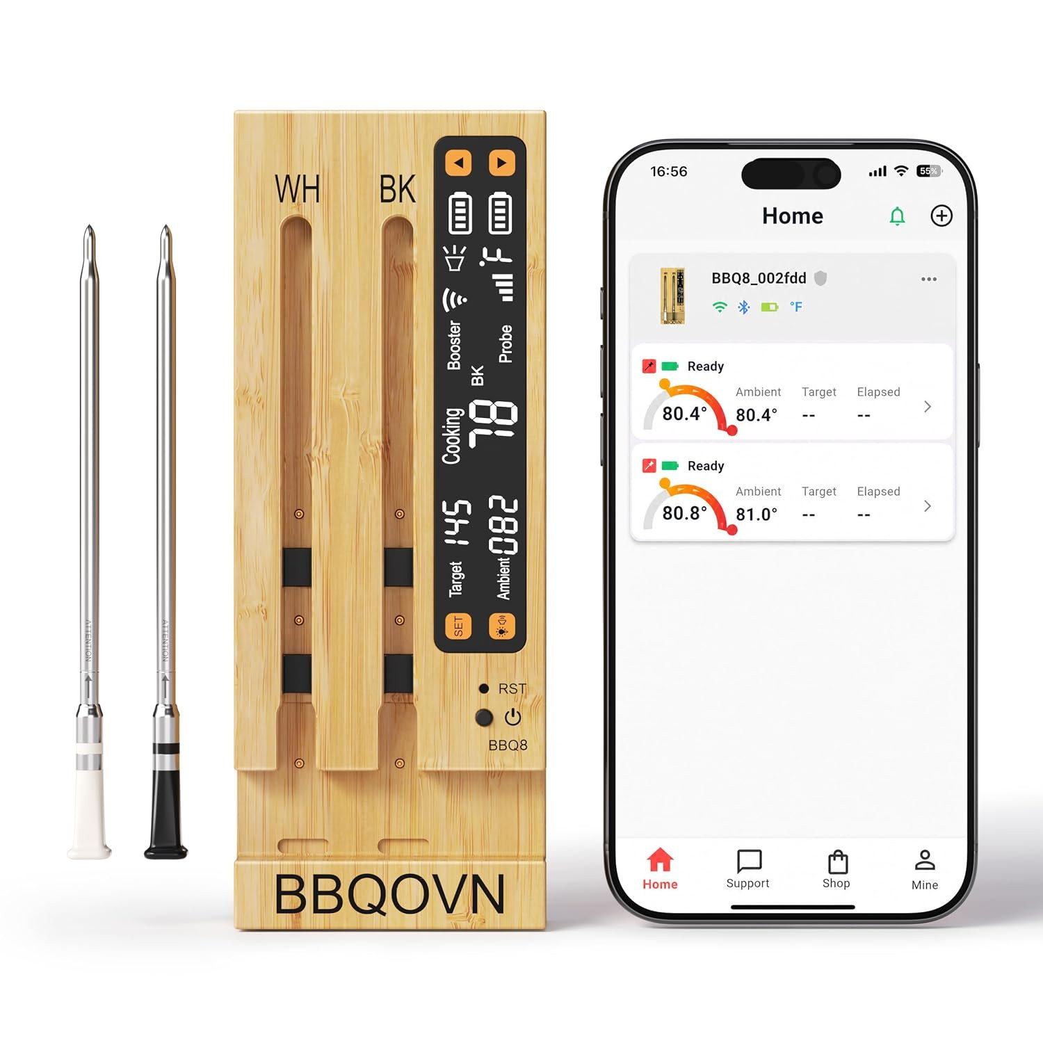 Sub-1G WiFi Wireless Meat Thermometer Unlimited Range Digital Smart Base and App 7 NIST Certified Sensors with Ambient Temp 2 Temp Monitoring Ways for BBQ, Smoker, Grill, Oven | Amazon (US)