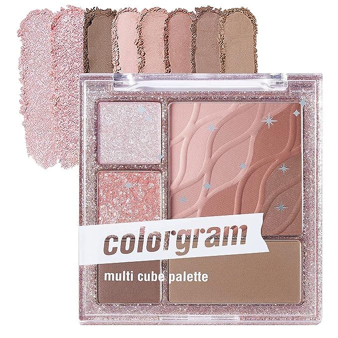 COLORGRAM Multi Cube Palette 5 Colors Eye Shadow - True Beauty K-Drama Makeup, Matte & Glitter Sh... | Amazon (US)