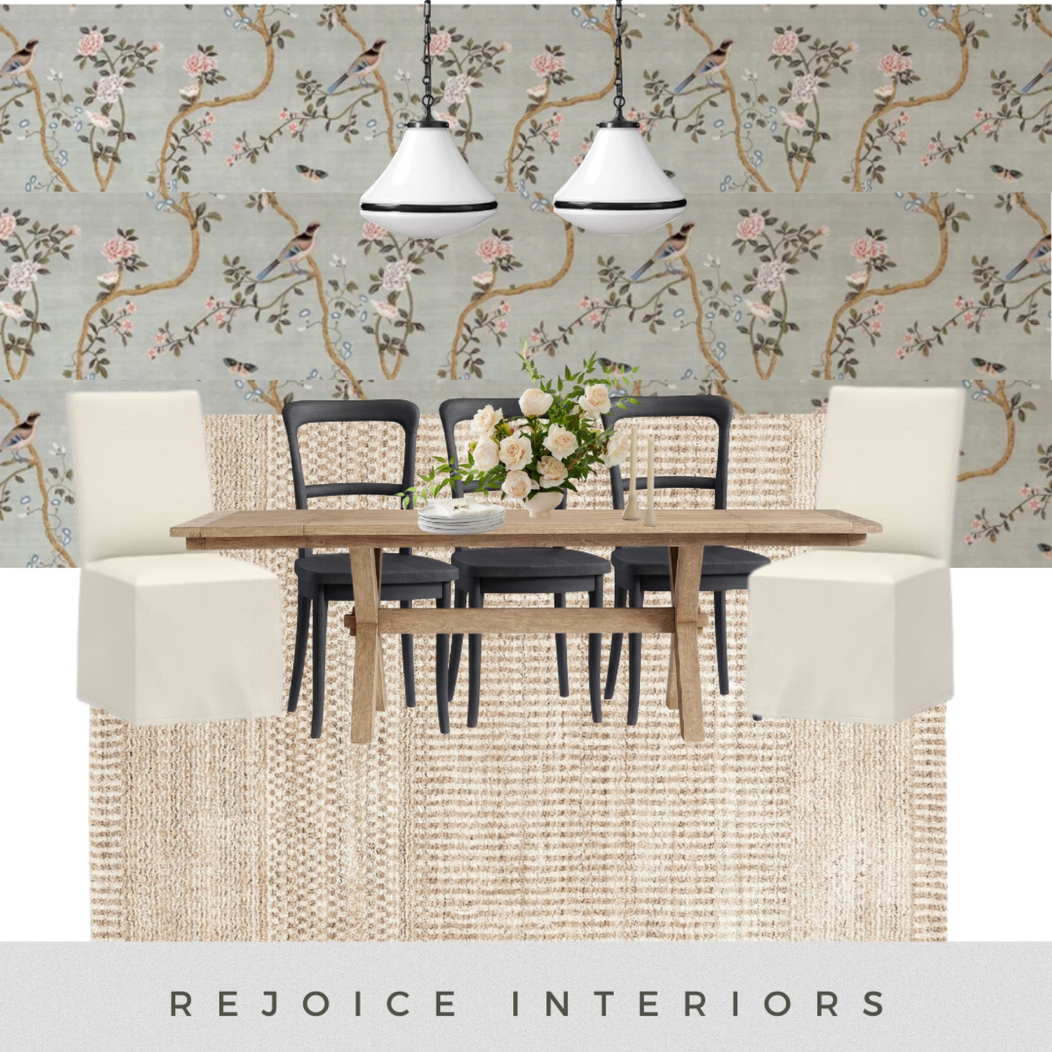 Curated dining room. Inspired by beautiful wallpaper and new arrivals. 

#LTKhome #LTKFind