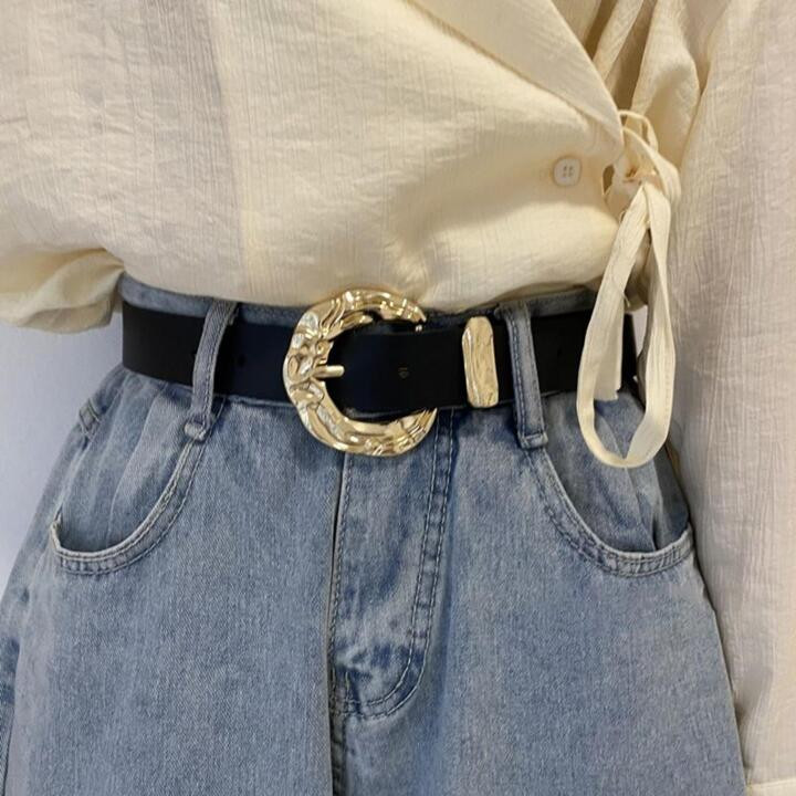 Boho Textured Metal Buckle Belt PU Belt For Jeans Pants,School Halloween | SHEIN