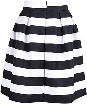 Choies Women's Black and White Stripe High Waist A-line Knee Length Skirt S at Amazon Women’s C... | Amazon (US)