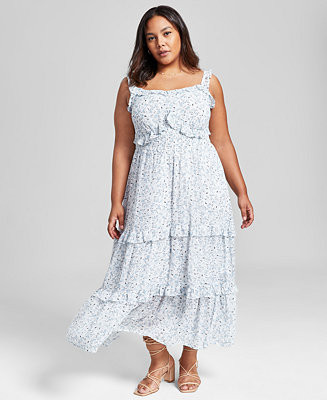 And Now This Plus Size Printed Tiered Ruffle Dress, Created for Macy's - Macy's | Macy's