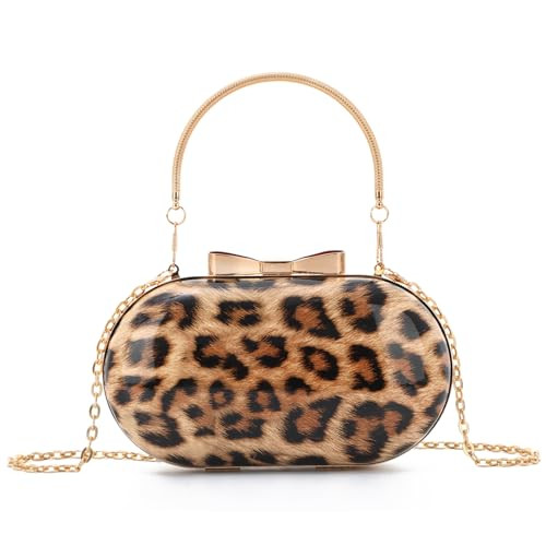 LUI SUI Small Leopard Purse for Women Leopard Evening Tote Bag Cheetah Print Purse Handbag with Chain for Wedding Party | Amazon (US)