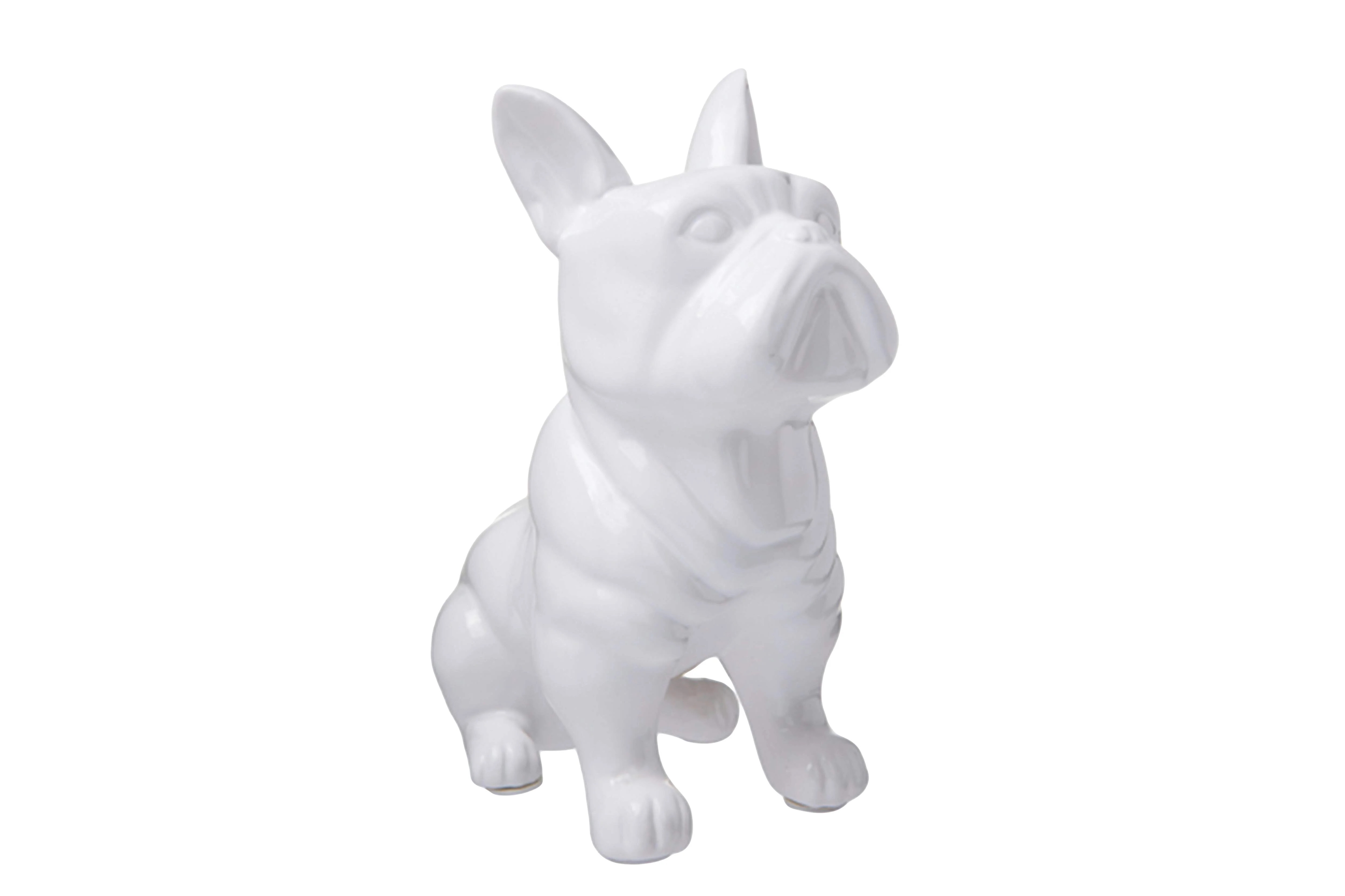 Ceramic Sitting French Bulldog Figurine with Pricked Ears, Glossy White- Saltoro Sherpi | Walmart (US)