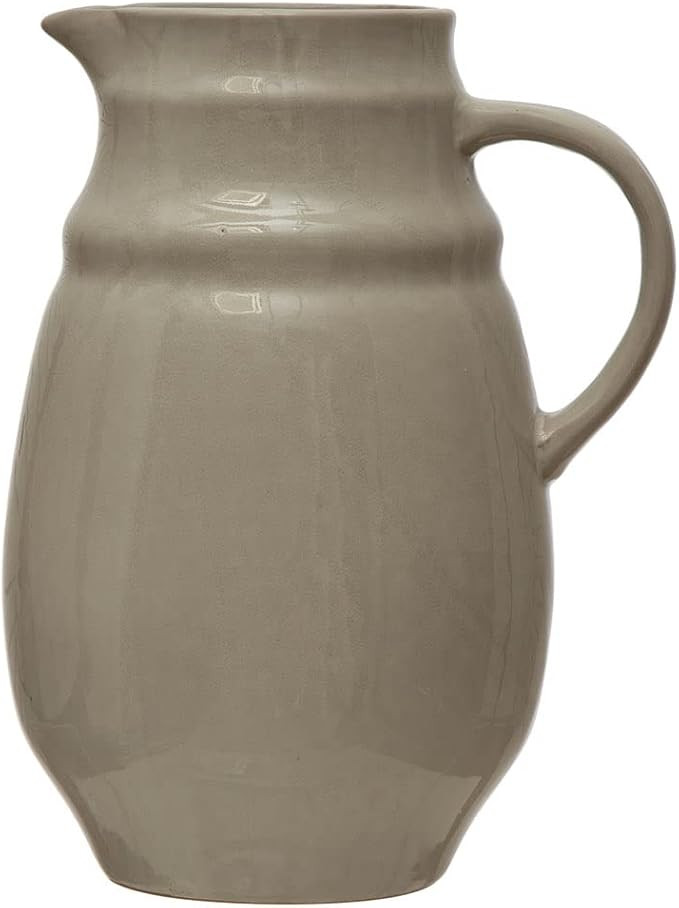 Creative Co-Op Stoneware, Reactive Glaze Pitcher, 7"L x 6"W x 9"H, Gray | Amazon (US)