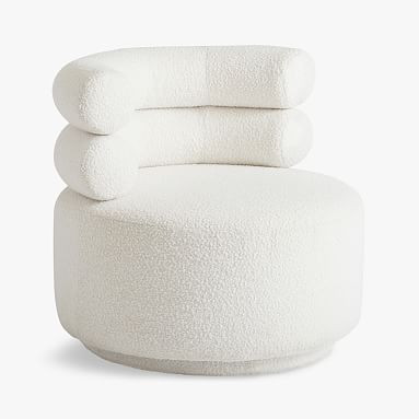 Chunky Boucle Ivory Hug Swivel Chair | Pottery Barn Teen