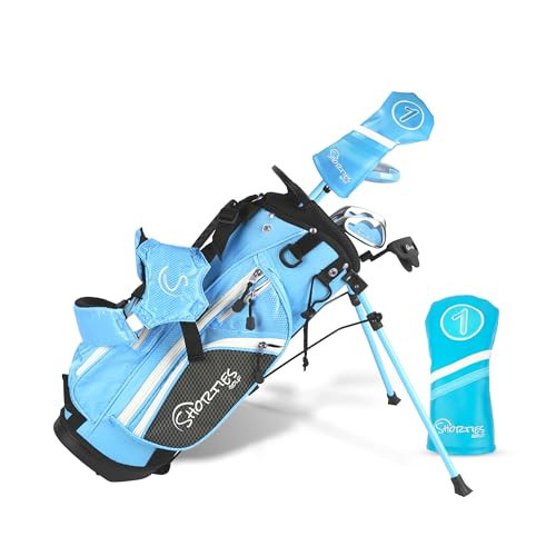 Shorties Golf - Tot Kids Golf Club Set | Perfect for Toddler Golfers and Kids 38"- 42" Tall | EasyCarry Stand Bag | Driver, 30-Degree Hybrid, 7-Iron, Pitching Wedge, Putter | Blue Left Orientation | Amazon (US)