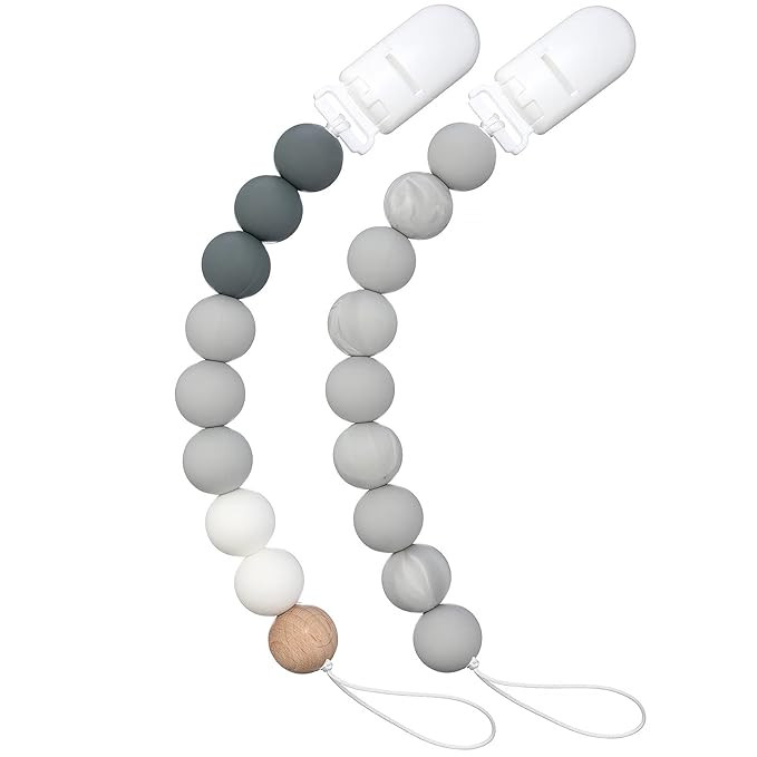 Silicone Pacifier Clip, MCGMITT Binky Holder Soothie Teether Teething Beads for Baby Boys or Girl... | Amazon (US)