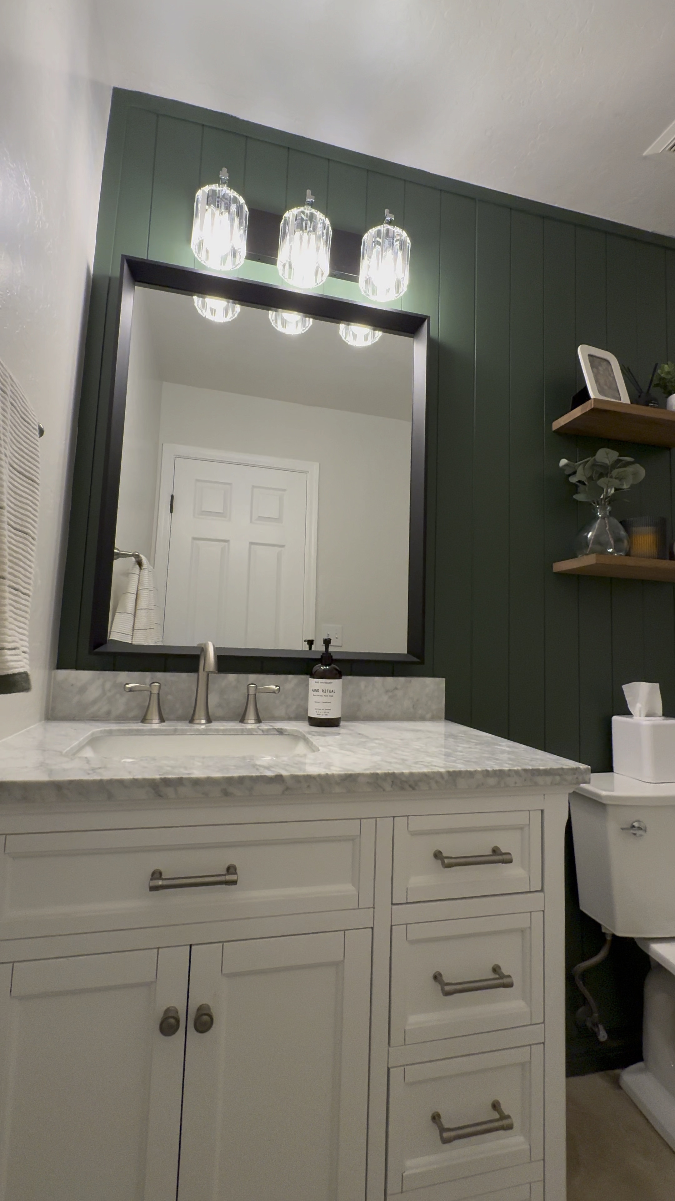 Mini-Reno on our powder room is done! I am so in love with this allen + roth vanity and mirror 😍

#LTKhome #LTKVideo