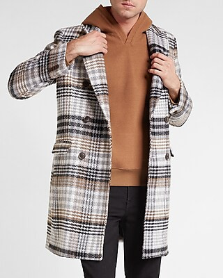 Plaid Wool-Blend Topcoat | Express