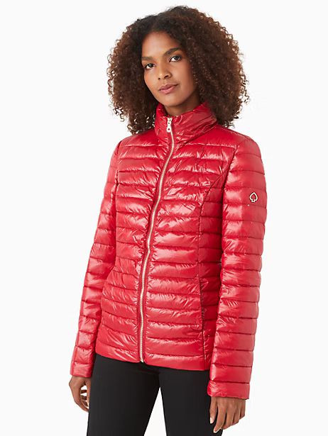 Kate Spade Packable Down Jacket, Candied Cherry | Kate Spade Outlet