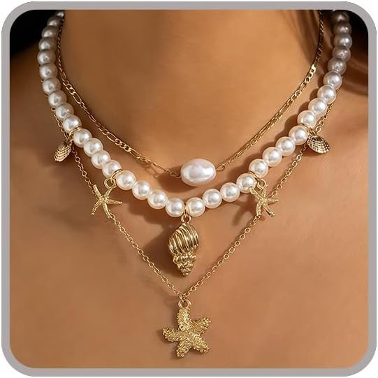 Amazon.com: Sora Tuki Layered Starfish Necklace Beach Jewelry for Women Seashell Cowrie Puka Shel... | Amazon (US)
