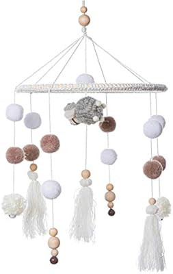 MMH Handmade Wood Mobile Bed Bell with Cotton Wool and Tassel Sheep Toy Mobile Baby Crib Bassinet... | Amazon (US)