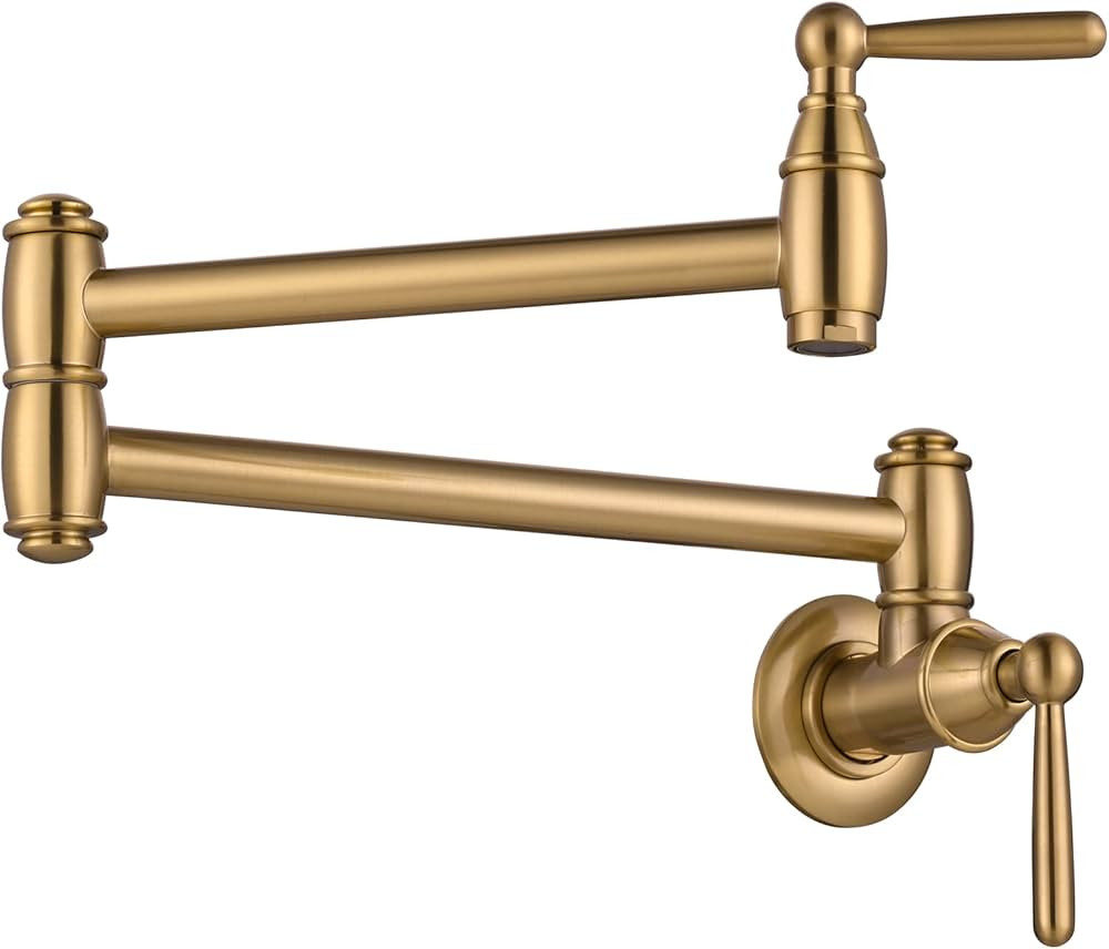 Gold Pot Filler, ARCORA Pot Filler Faucet Wall Mount Kitchen Folding Faucet 2 Handle with Double ... | Amazon (US)