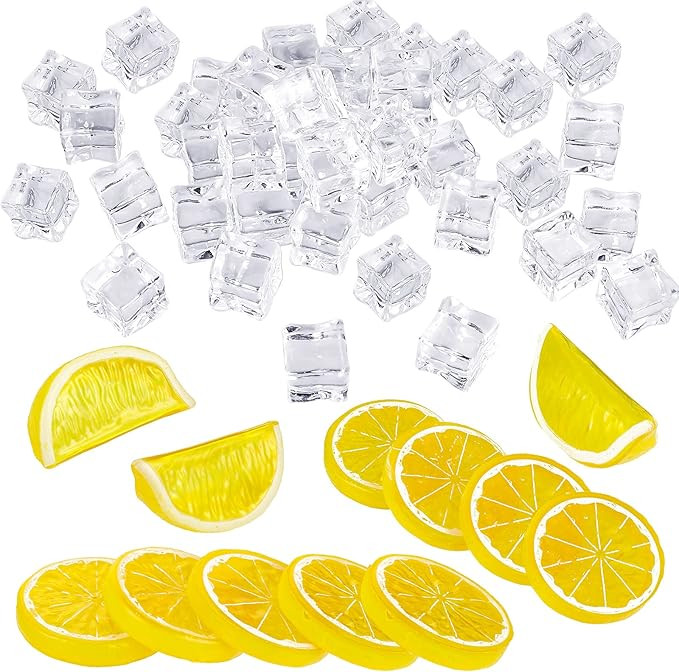 42 Pieces Acrylic Fake Lemon Slices Ice Cubes Artificial Plastic Lemon Slice Set Blocks Simulatio... | Amazon (US)