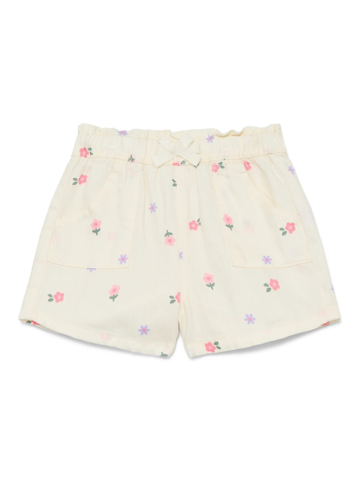 Wonder Nation Baby Girls Cotton Paperbag Waist Shorts, Sizes 0M-24M | Walmart (US)