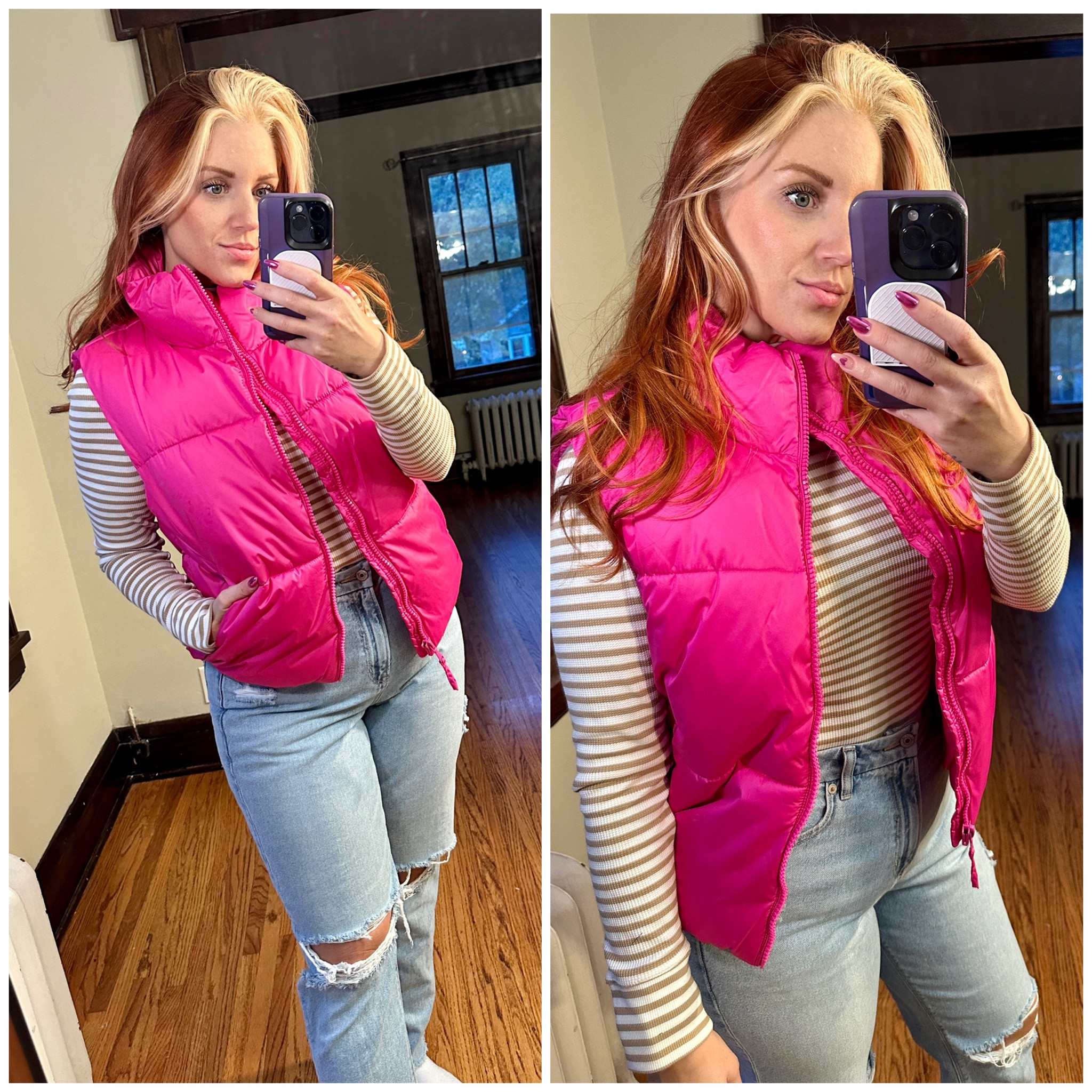 Hot pink puffer vest is 50% off!
Trying to decide my next color?!

Vest - medium
American Eagle cropped mock neck - large (also 50% off!)
American Eagle mom jeans - 10 curvy fit

#LTKfindsunder50 #LTKmidsize #LTKsalealert