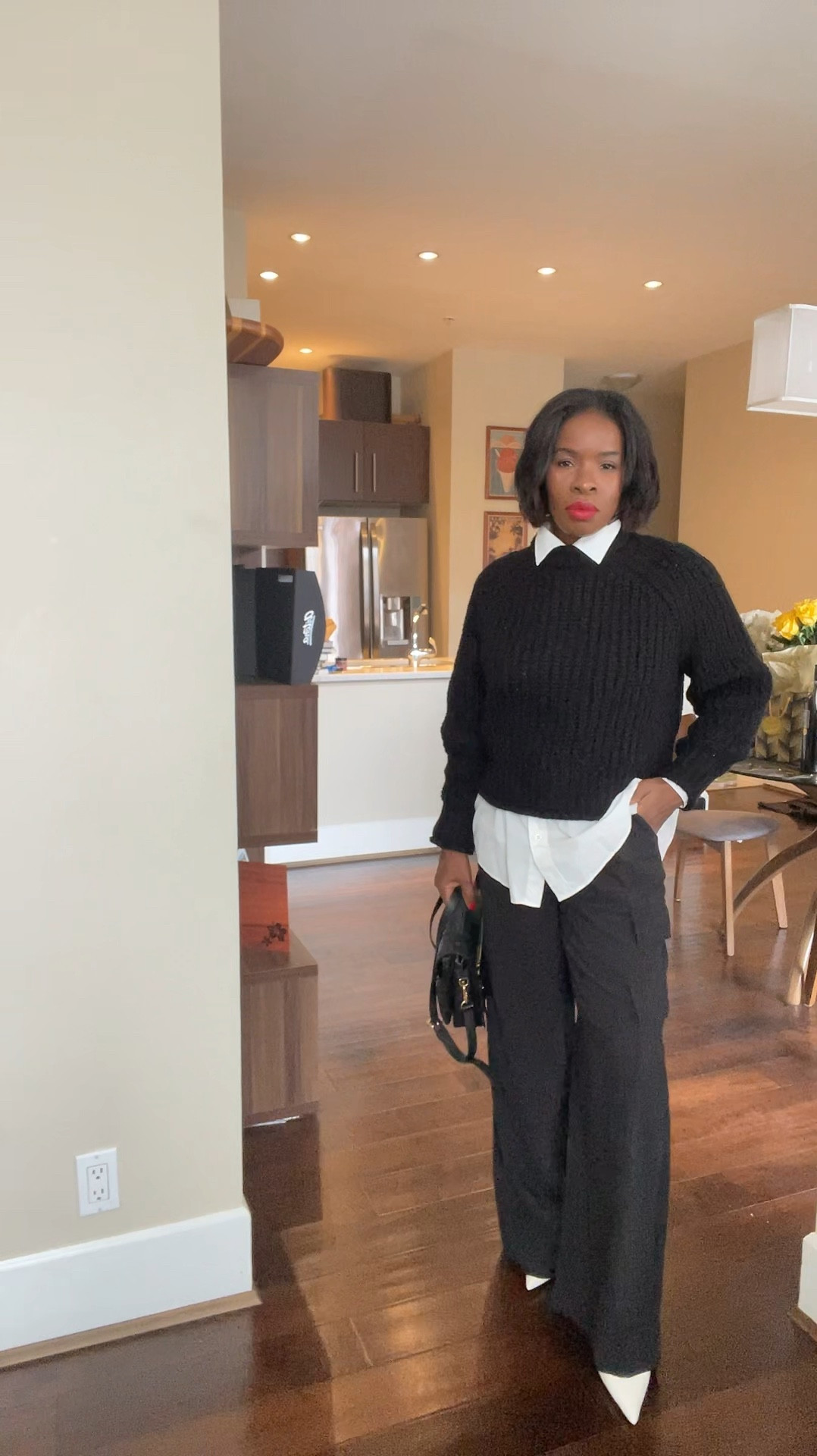 Love a black and white with a red lip. A great way to ease into the holiday spirit. 

#LTKStyleTip #LTKSeasonal #LTKOver40