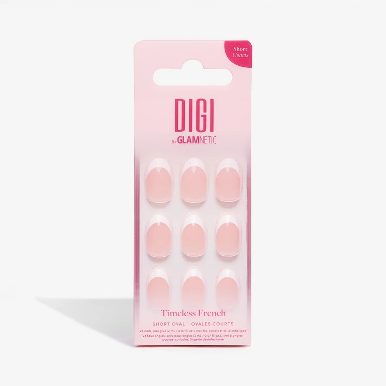 DIGI by Glamnetic Short Oval Artificial Press-on Nails, Timeless French, 24 Pieces | Walmart (US)