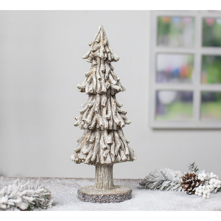 Holiday Time Large White Poly Resin Pine Tree; Tabletop Christmas Decoration; 15.2"H - Walmart.co... | Walmart (US)
