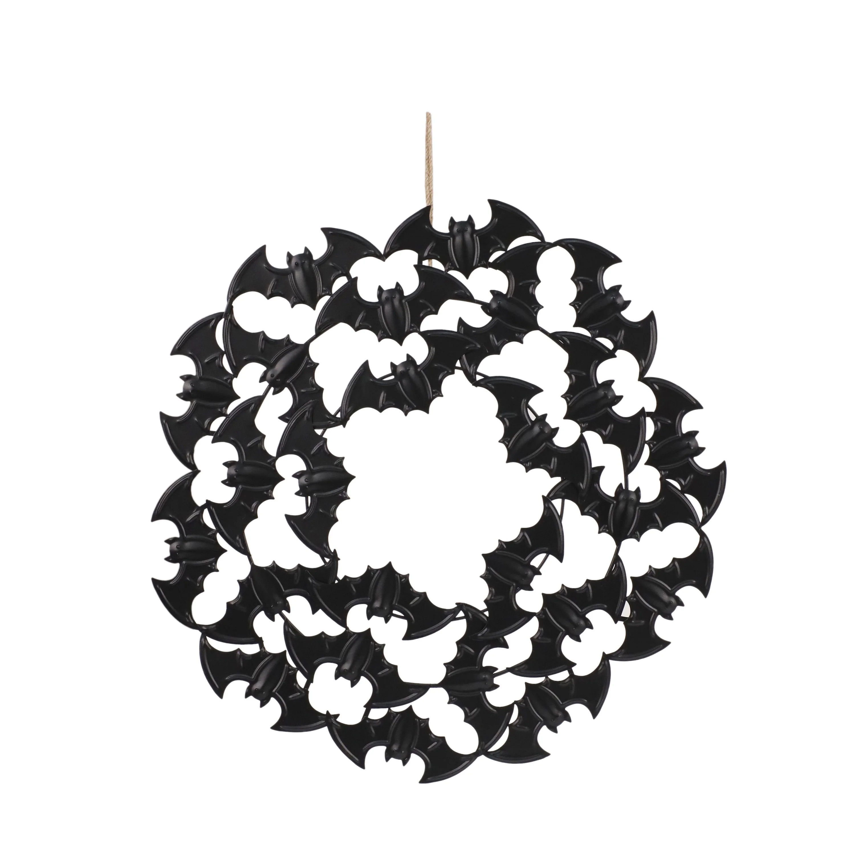 Way to Celebrate 21.50-Inch Black Metal Bat Wreath Décor – Halloween Decoration | Walmart (US)