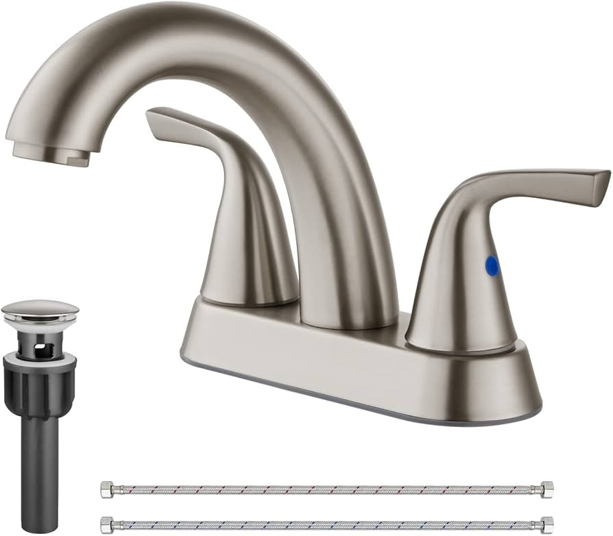 4”Centerset Bathroom Sink Faucet Deck Mounted Brushed Nickel Stainless Steel Two Handles Vessel... | Amazon (US)