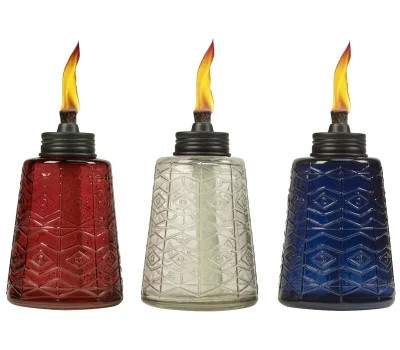 Lamplight Farms 1117060 Tiki Glass Table Torch 6 Inch In Assorted Colors Red Blue And Clear | Walmart (US)