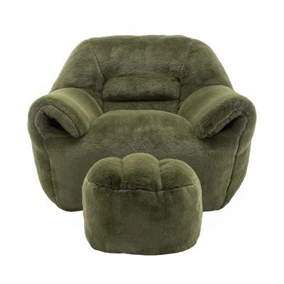 Bean Bag Chair, Comfy Bean Bag Sofa With Back Support, With Footstool,Faux Fur Bean Bag Chair For Adults And Kids, Stuffed Floor Sofa For Living Room, | Wayfair North America