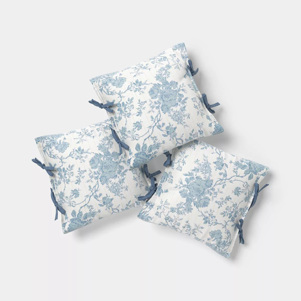 18"x18" Woven Stripe Side-Tie Outdoor Throw Pillow Blue - Threshold™ designed with Studio McGee | Target