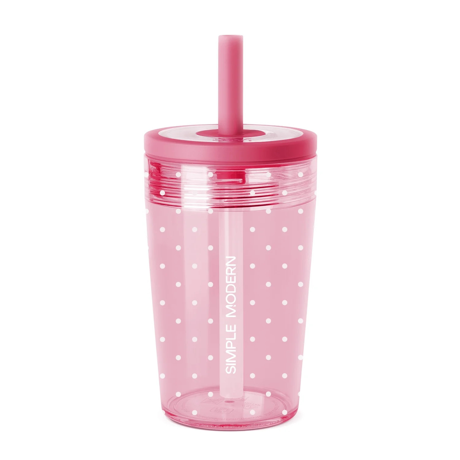 Simple Modern 12 fl oz Tritan Plastic Junior Tumbler with Silicone Straw Lid | Polka Pink | Walmart (US)