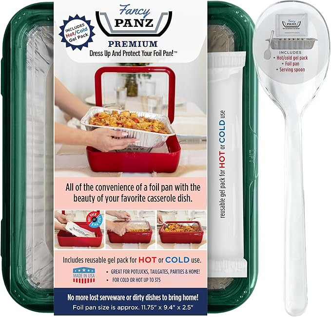 Fancy Panz - Green Premium Aluminum Foil Pan Carrier with Lid & Hot/Cold Pack - Elevated Food Ser... | Amazon (US)