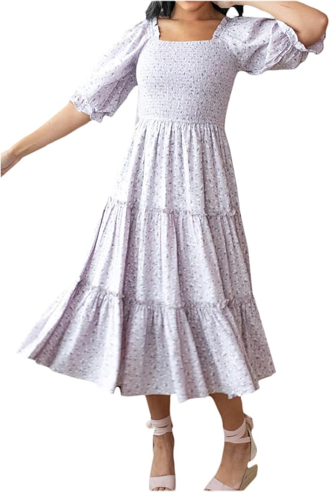 Mommy and Me Dresses Family Matching Outfits Floral Printed Rompers Summer Casual A-Line Vacation... | Amazon (US)