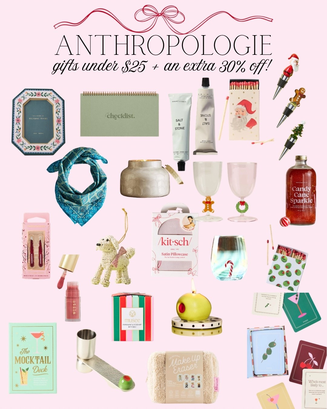Anthropologie gifts under $25 + an extra 30% off!! So many good stocking stuffers, gifts for your bestie, hostess gifts, etc! 

#LTKHoliday #LTKGiftGuide #LTKCyberWeek