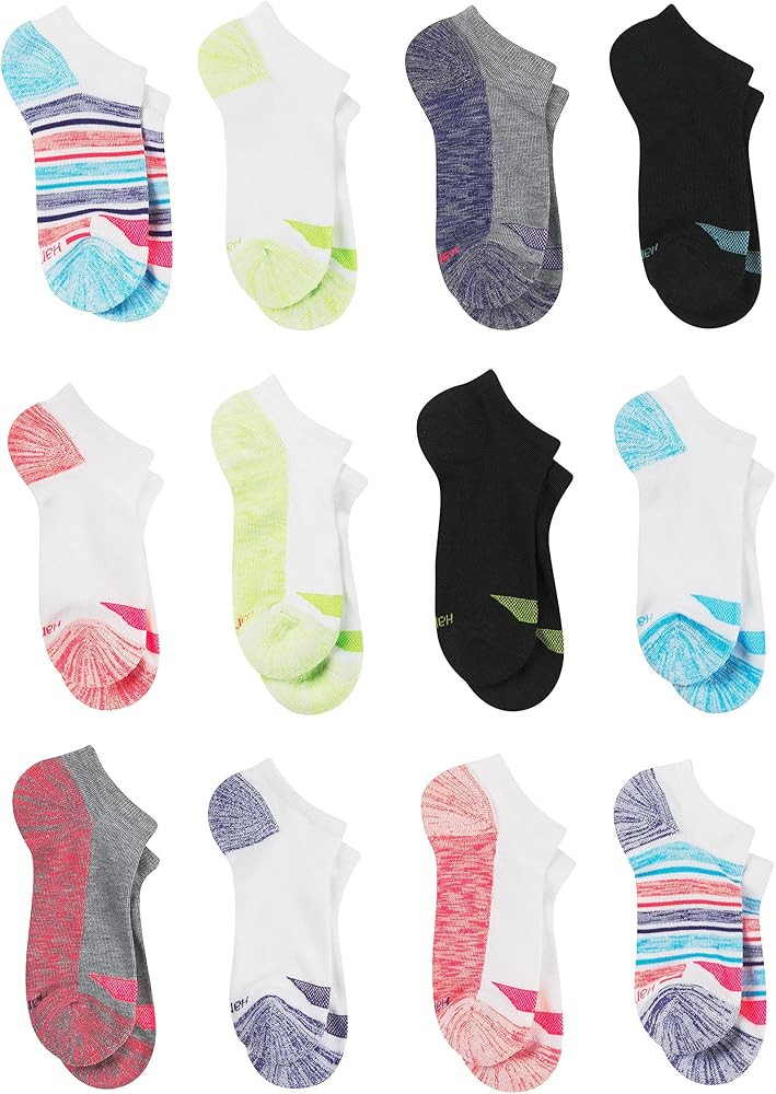 Hanes Girls' Cool Comfort Ankle, 12-Pair Pack Fashion Liner Socks | Amazon (US)