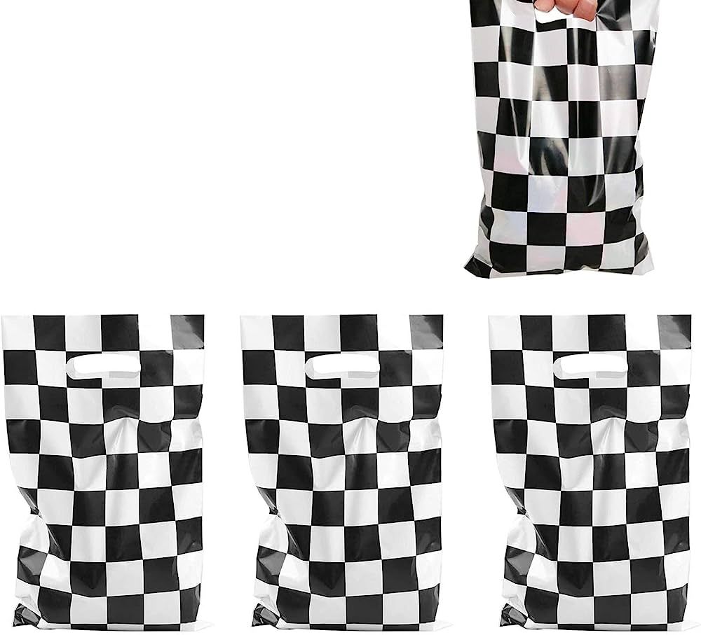 LYT 30 PCS Black and White Checkered Racecar Gift Bags Birthday Party Supplies for Kids Race Car ... | Amazon (US)