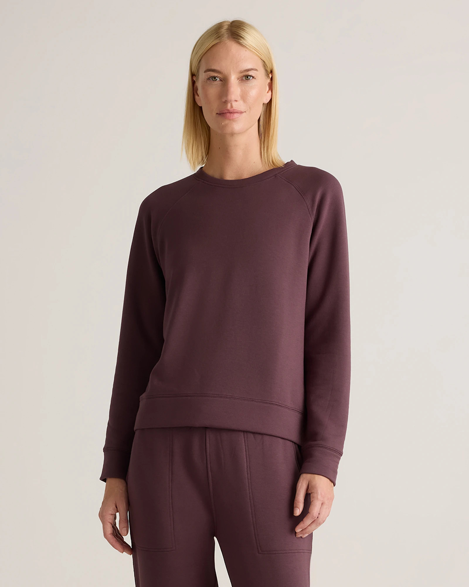 SuperSoft Fleece Crew in Dried Fig | Quince