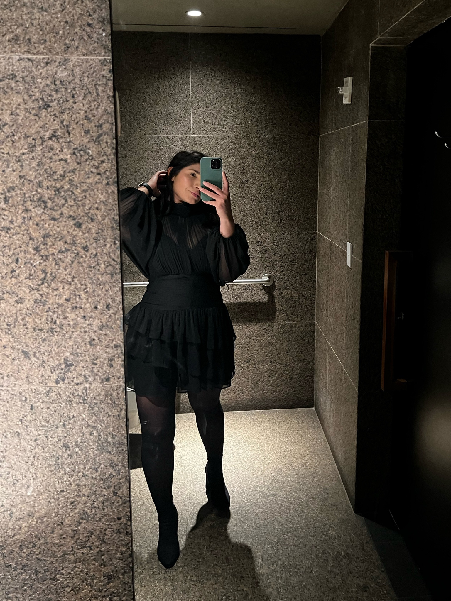 Little Black Dress, Dinner Outfit, Black Dress, Sheer Leggings, Black Ankle Booties

#LTKstyletip #LTKU #LTKfindsunder100