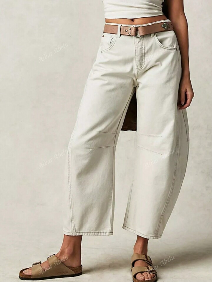 Women Spring Summer Casual Old Money White Wide Leg Jeans Loose Pants | SHEIN