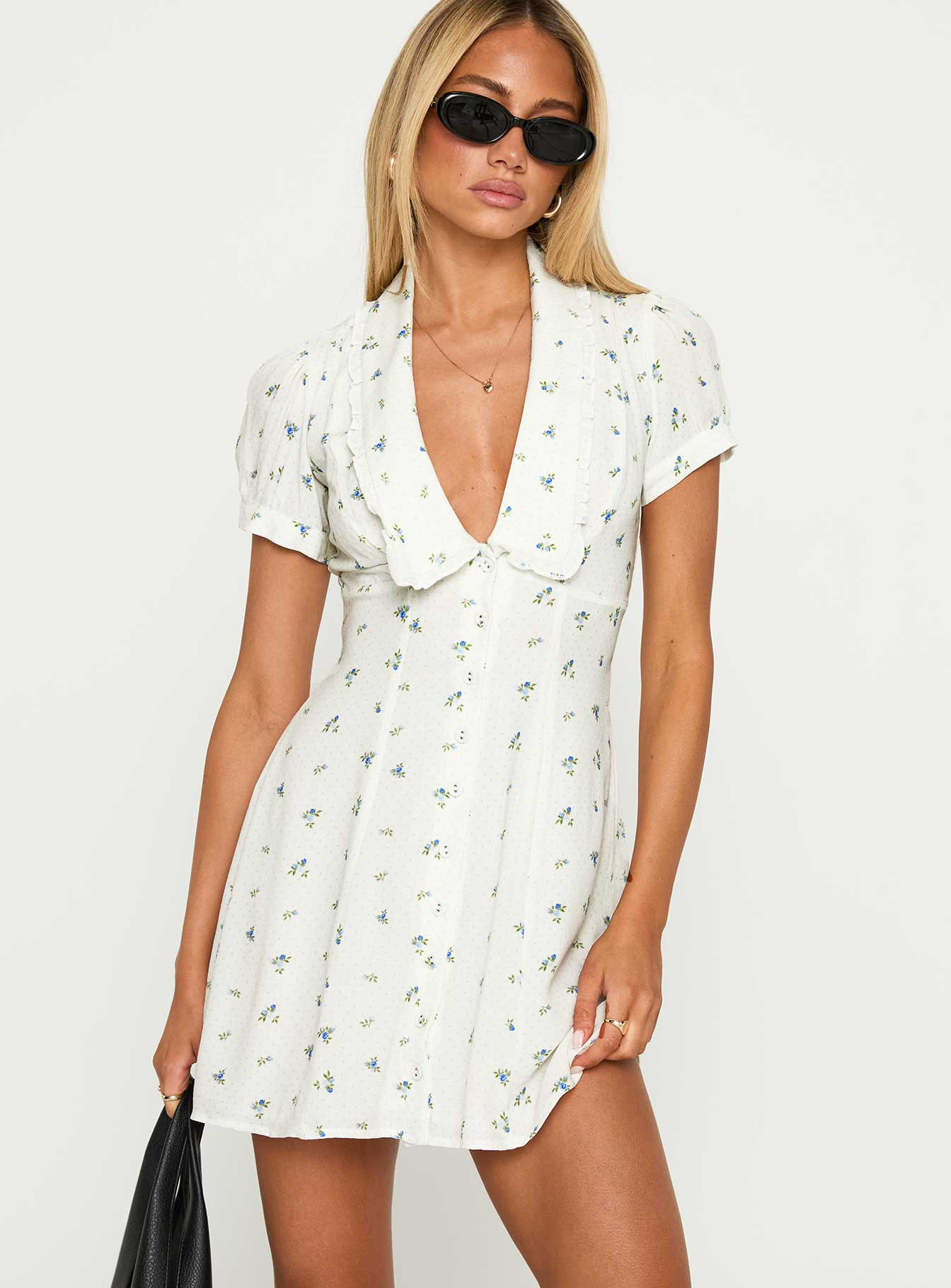 Fabiola Collared Mini Dress Floral | Princess Polly US