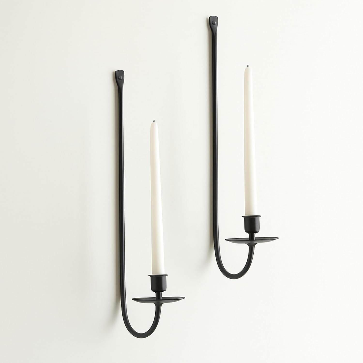 Remenna Metal Wall Candle Sconce Holder Set of 2 Wall Mount Candleholder Pillar Holder Black Modern Wall Candle Sconces Hanging for Living Room, Farmhouse, Fireplace, Wedding | Amazon (US)