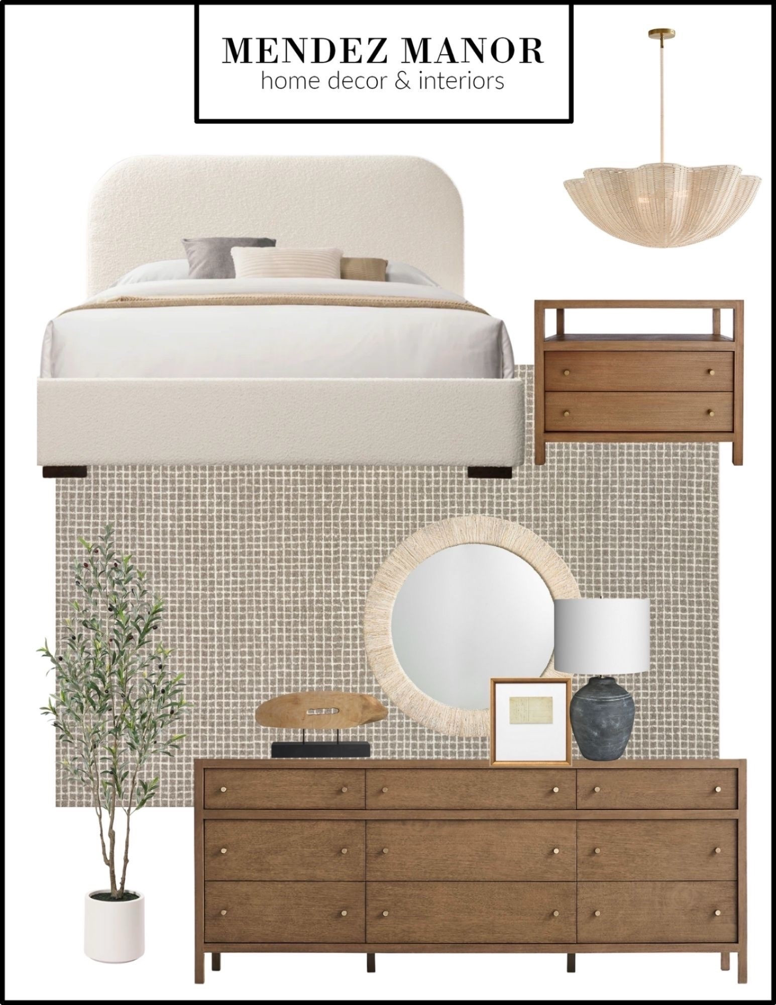 Checkered area rugs and natural wood furniture pieces still in this year! 

#bedroom #neutral #home #decor #dresser #nightstand 

#LTKSaleAlert #LTKHome