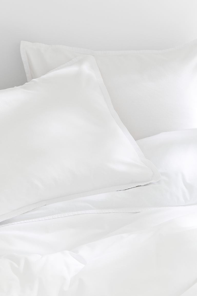 Washed cotton double/king duvet cover set - White - Home All | H&M GB | H&M (UK, MY, IN, SG, PH, TW, HK)