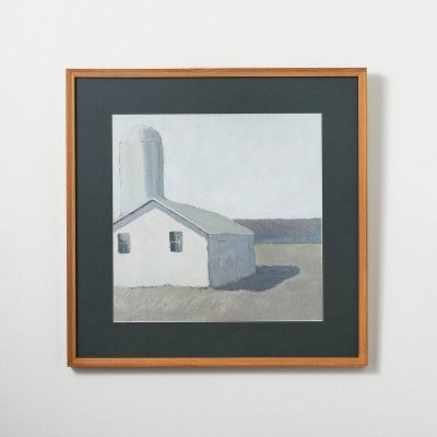 25" x 25" White Barn and Silo Framed Wall Art - Hearth & Hand™ with Magnolia | Target