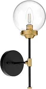 Ralbay Black Gold Wall Sconce Indoor Industrial Globe Wall Light Fixture Clear Glass Globe Wall L... | Amazon (US)