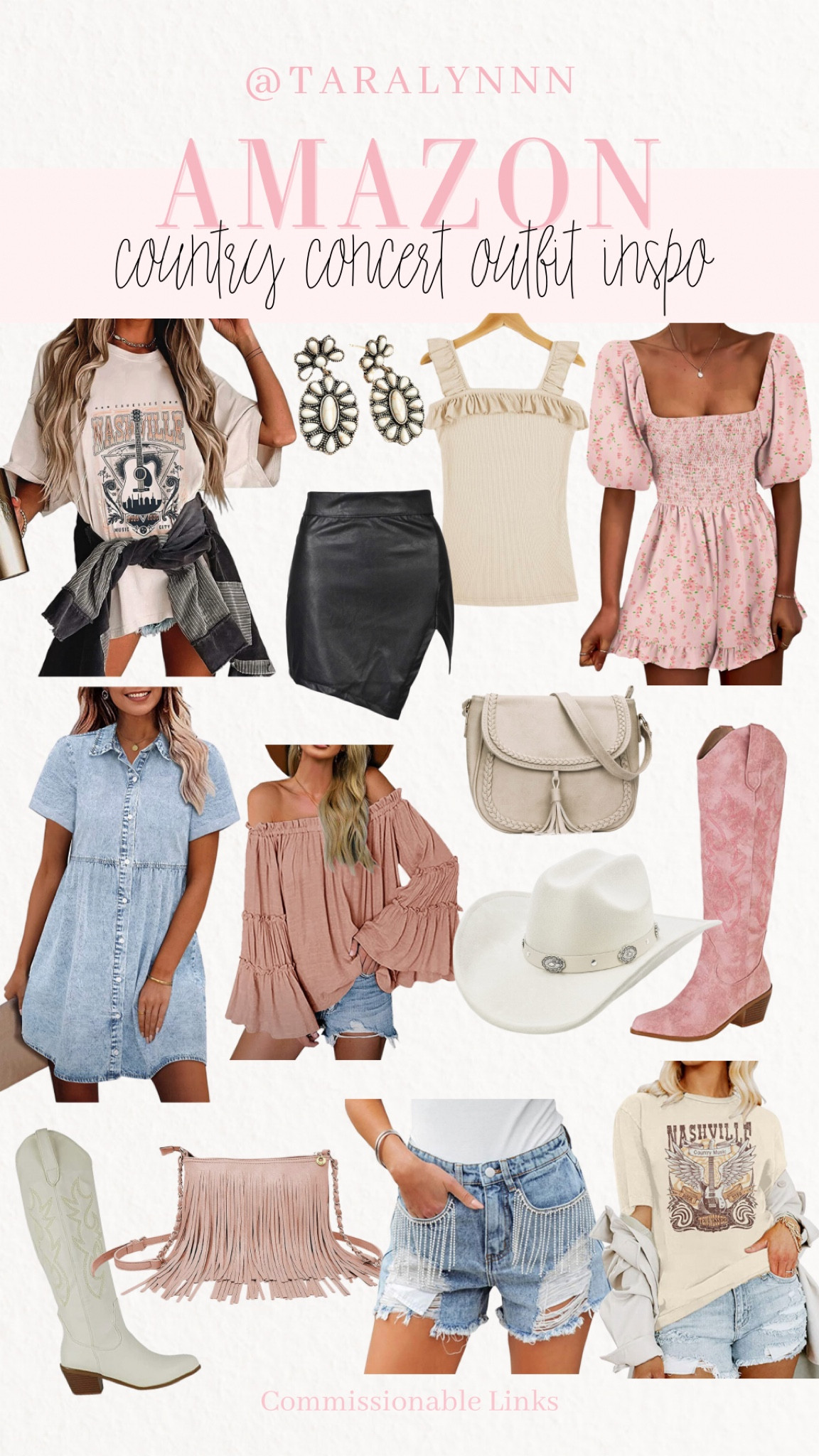 Country Concert Outfit Ideas on Amazon! 

#country #countryconcert #concert #concertoutfit #western #boots #cowboyboots #cowboyhat #cowgirl #lukecombs #morganwallen #bag #graphictee #nashville #bachelorette #bacheloretteparty #bacheloretteoutfit

#LTKunder50 #LTKshoecrush #LTKunder100