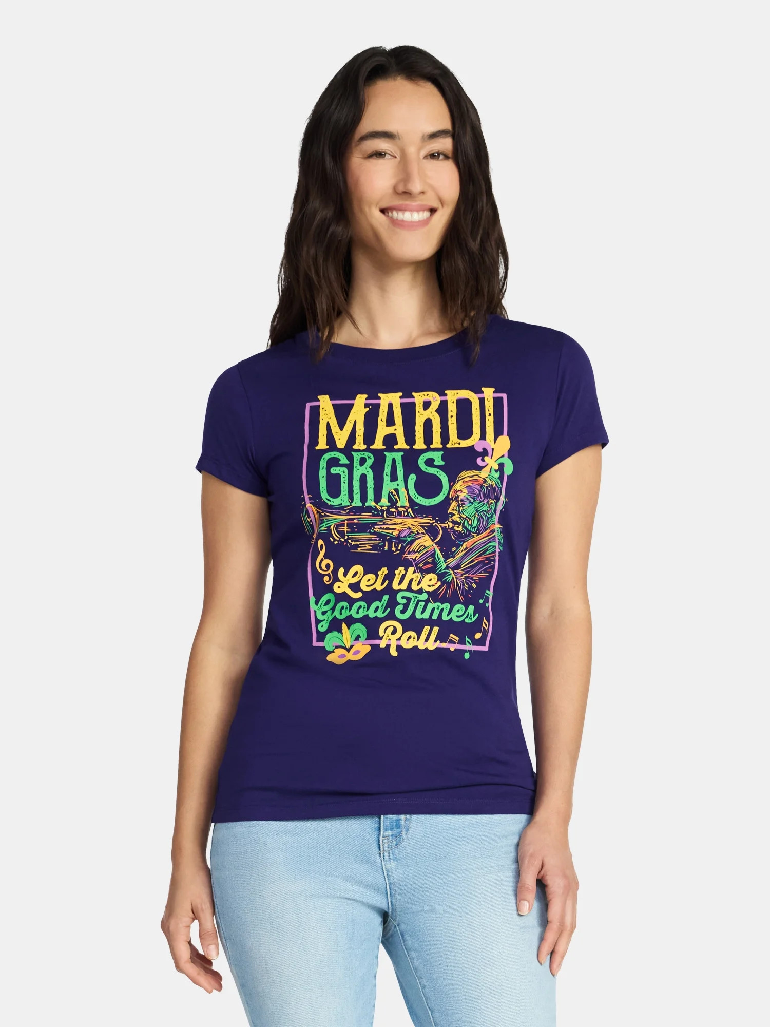 Mardi Gras Women's Jazz Collage Graphic Tee, Sizes S-XXXL | Walmart (US)