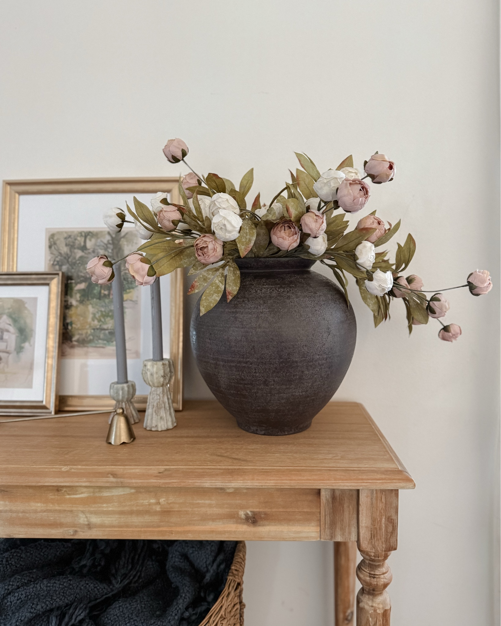 Both peonies are back in stock currently! 🤍🩷 console table styling idea for spring. 

#LTKSeasonal #LTKHome #LTKSaleAlert
