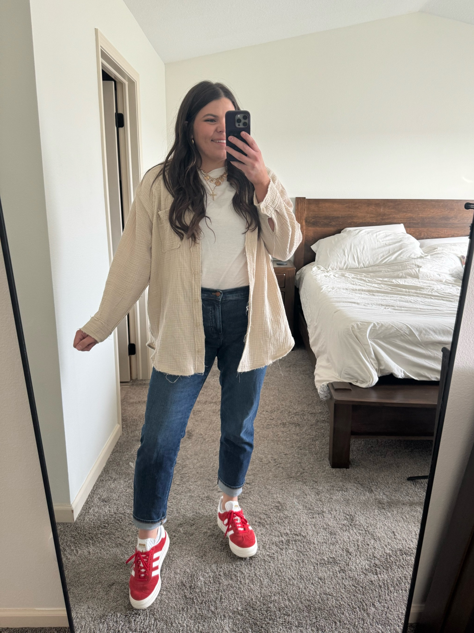 This is what I wore today for a meeting at my son school! Save it for Midsize casual outfit idea, I’m so excited these tops from area are back in stock and they are on sale! I wear xl

I love this plain white tea from target but also listed some favorites from Old Navy and Amazon. 

These dark wash straight leg jeans are from Madewell and they are a mid rise, I wear size 14 in them and I think these Adidas gazelle bold shoes are going to be the shoes of the spring!  I got them because our school colors are red. 
Midsize Mom, midsize teacher, midsize jeans, spring outfit, casual outfit , teacher outfit 

Follow my shop @hiericasuckow on the @shop.LTK app to shop this post and get my exclusive app-only content!

#LTKmidsize #LTKfindsunder50 #LTKsalealert


#LTKSpringSale #LTKfindsunder100 #LTKSeasonal