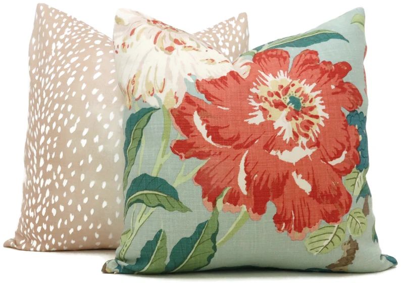 Schumacher Aqua Enchanted Garden Decorative Pillow Cover | Etsy | Etsy (US)